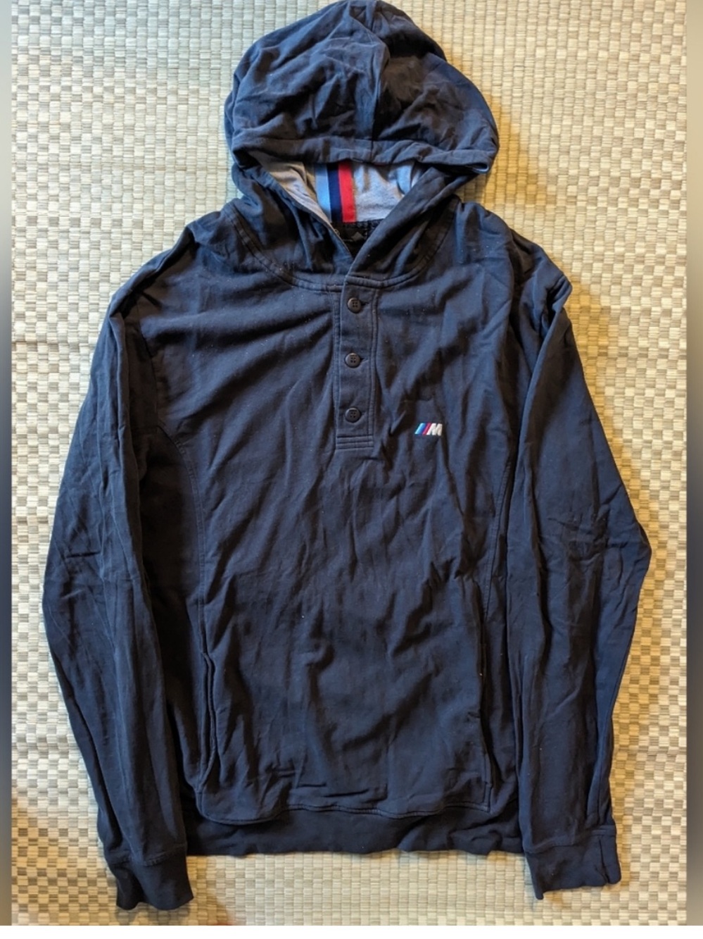 BMW Black Hooded Long-Sleeve Pullover with M Stripe Accent